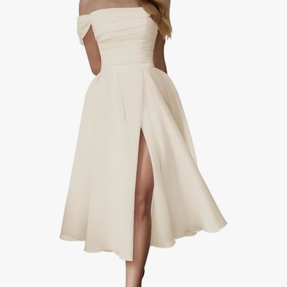 Elegant Off-Shoulder Cream Dress